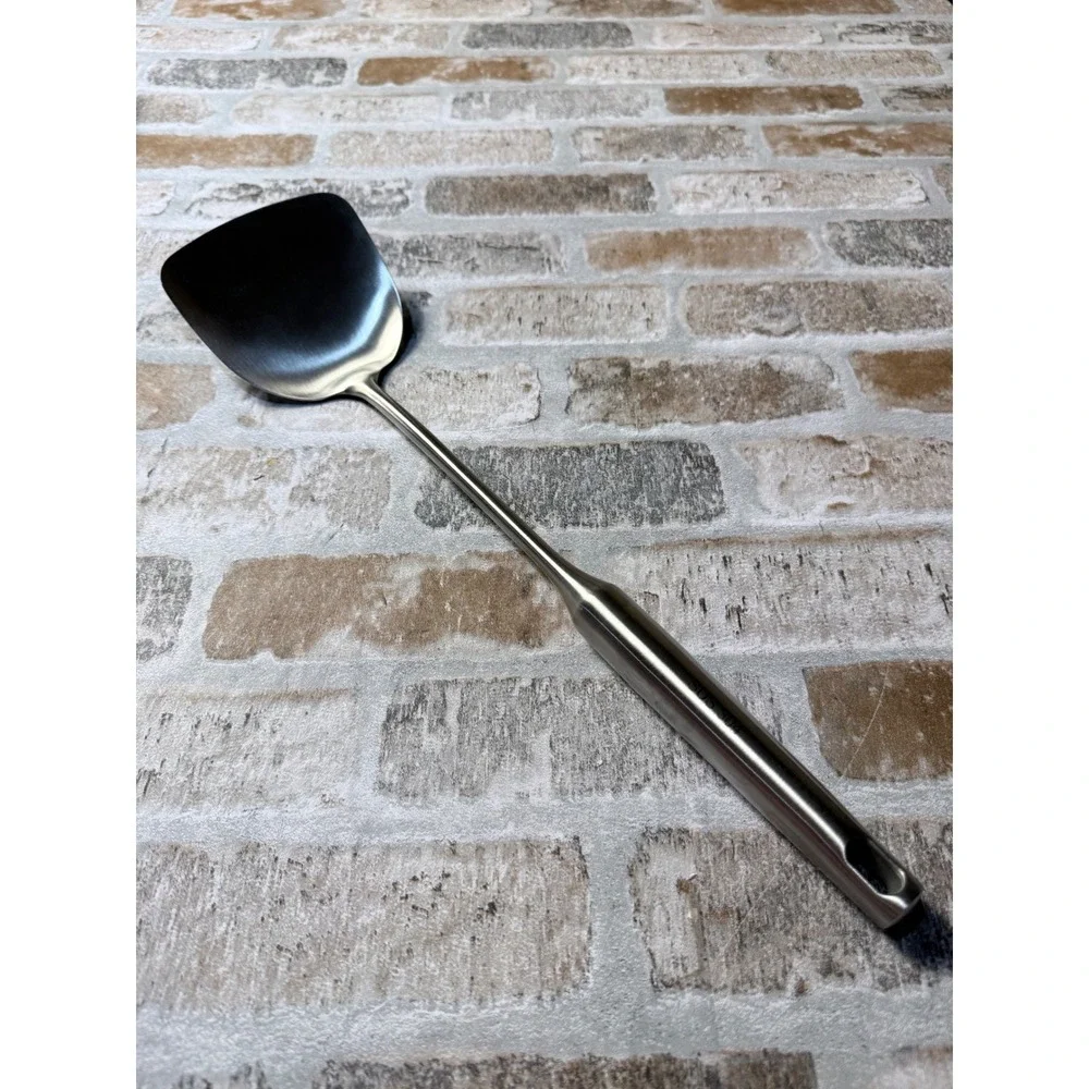 Stainless Steel Wok Spatula Long Handle Stir Fry Turner Kitchen Utensil Silver